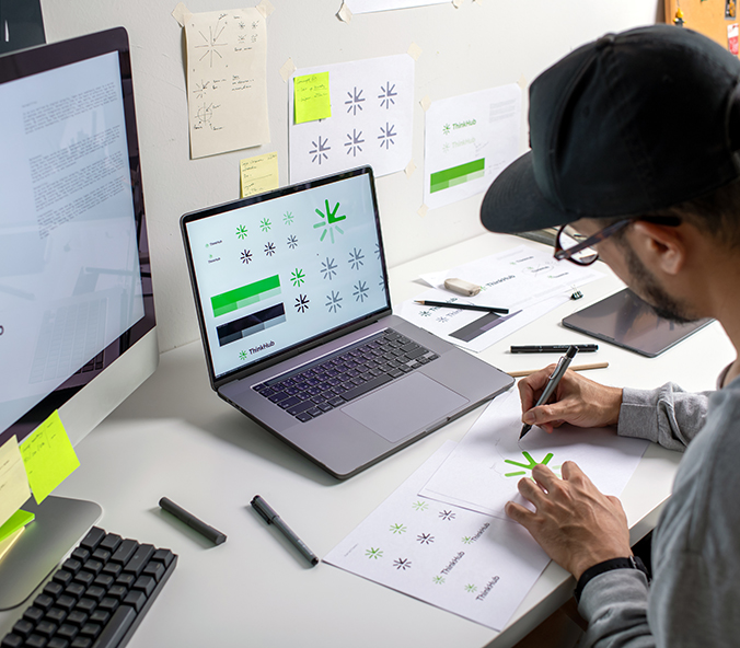 Graphic designer creating a logo